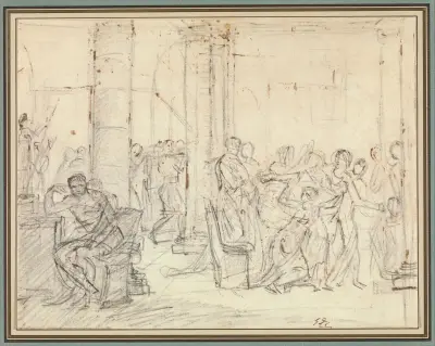 Studie till Liktorerna som bringar Brutus hans söners kroppar av Jacques Louis David