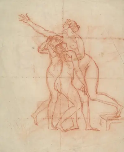 Studie till Brutus hustru och döttrar av Jacques Louis David