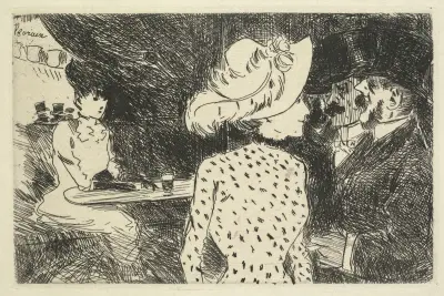 Kafés scen av Jean-Louis Forain