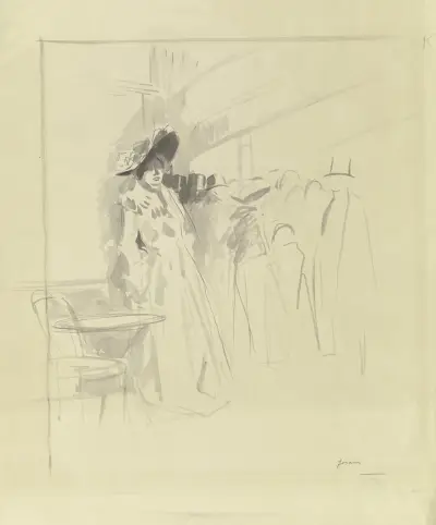 Kvinna på kafé av Jean-Louis Forain