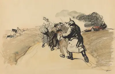 Tyskt rädföretag mot en by av Jean-Louis Forain