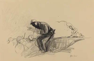 Nyheter i skyttegravarna av Jean-Louis Forain