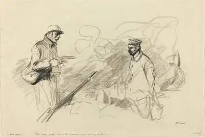 Poilu Acknowledging German Soldier (probably 1918) av Jean-Louis Forain
