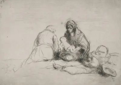 Rast under flykten till Egypten av Jean-Louis Forain