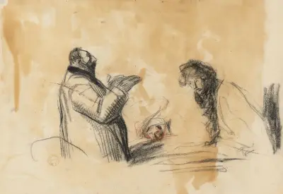 Sketch for In the Hospital (verso) (fourth quarter 1800s or first third 1900s) av Jean-Louis Forain