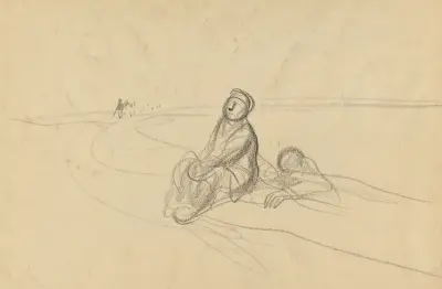 Två figurer på en väg (verso) av Jean-Louis Forain