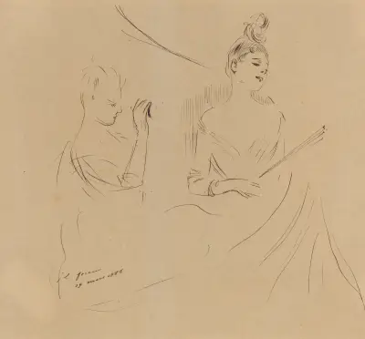 Två damer på en loge av Jean-Louis Forain