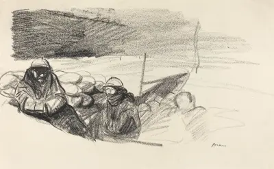 Två soldater i en skyttegrav av Jean-Louis Forain