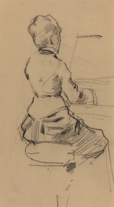 Ung kvinna sittande vid piano (verso) av Jean-Louis Forain