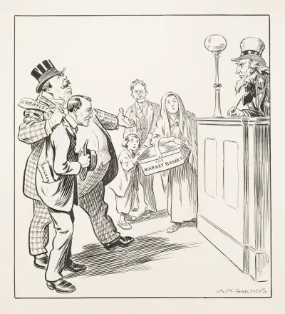 Uncle Sam als Richter im Gerichtssaal von Louis Glackens