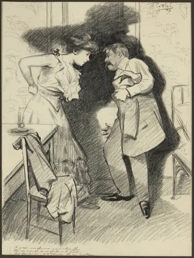 Ca y est ma femme nous chauffe – Elle est capable de m’fiche à la porte. – sois tranquille, je te plaçerai chez ma ma av Fernand Louis Gottlob