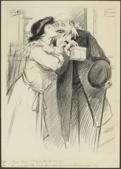 Elle- Miam Miam t’es le plus beau des hommes Lui- Il y en a peut être d’aussi beau, mais il n’y en a pas beauco av Fernand Louis Gottlob