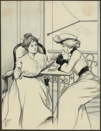 Kvinnor på balkong av Fernand Louis Gottlob