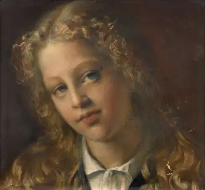 Portrait of a young blonde girl av Louis Janmot