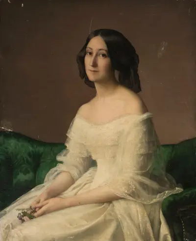 Portrait of Hortense Thayer née Bertrand av Louis Janmot