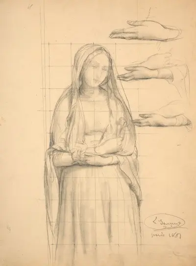 Studie zur „Ersten Kommunion“, 1851 von Louis Janmot