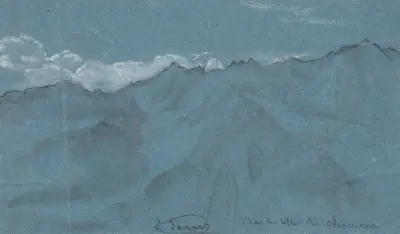 Blick auf das Mont-Blanc-Massiv von Chamonix aus von Louis Janmot