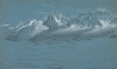 Blick auf das Mont-Blanc-Massiv vom Gipfel des Prarion, Chamonix von Louis Janmot