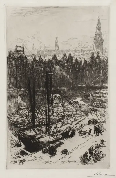 Amsterdam, vue de Victoria Hotel av Auguste Louis Lepère