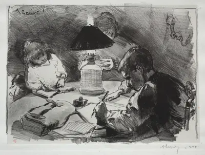 Around the Lamp, Auguste Louis Lepère