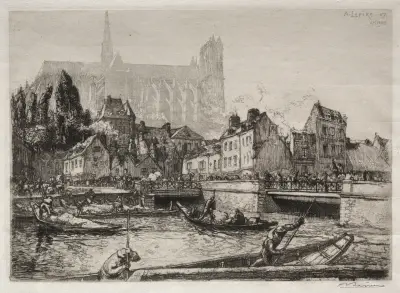 Ankomst av grönsaker från Amiens (Arrivées des Légumes-Amiens) av Auguste Louis Lepère
