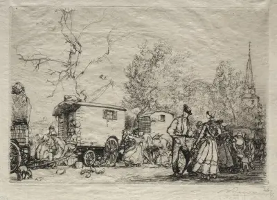 På marknaden i Saint-Jean-de-Mont av Auguste Louis Lepère
