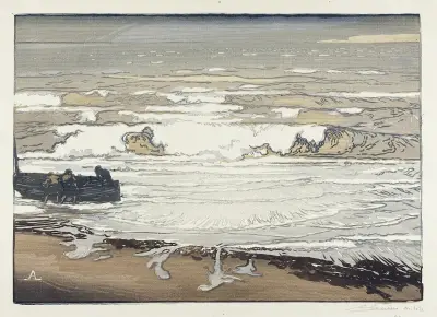 Brytande vågor, septembertid av Auguste Louis Lepère
