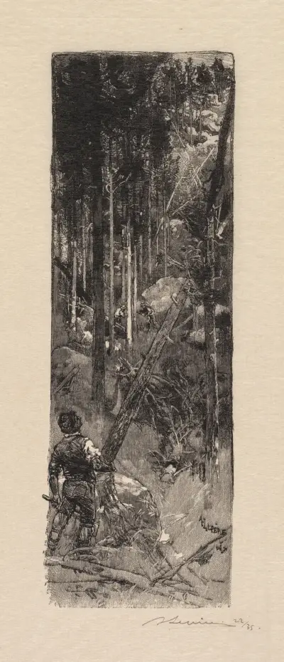 Huggning av tallar av Auguste Louis Lepère