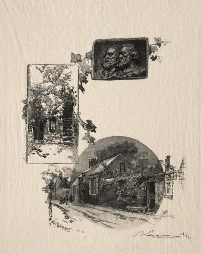 Eingang zu Rousseaus Atelier und Millets Haus von Auguste Louis Lepère