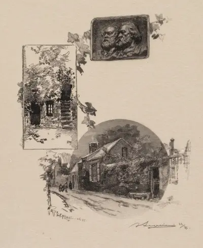Entrén till Rousseaus ateljé och Millet-hemmet av Auguste Louis Lepère