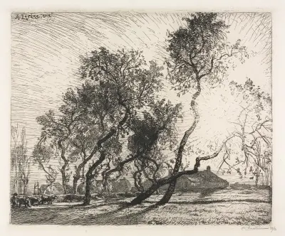Bauernhof mit Pappeln in Holland von Auguste Louis Lepère