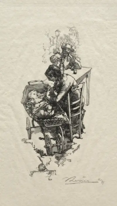 La femme au berceau, Auguste Louis Lepère