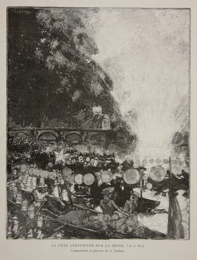 Venetiansk fest på Seine av Auguste Louis Lepère