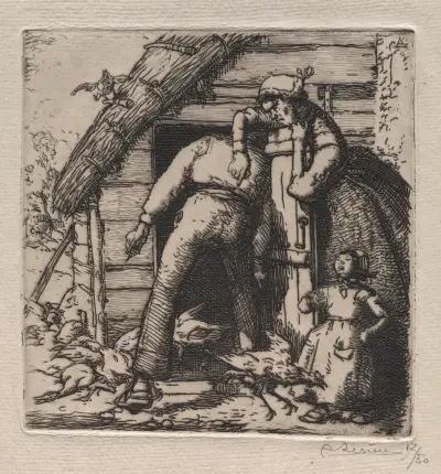 La Poulailler attrape la plus grosse av Auguste Louis Lepère