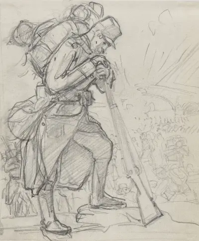 La Retraite après Charleroi…, Auguste Louis Lepère
