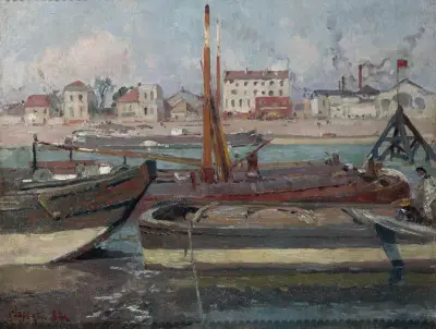 Seine vid quai de la Rapée av Auguste Louis Lepère