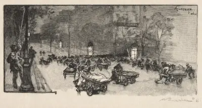 Le Boulevard, au coin du Fauborg Montmartre av Auguste Louis Lepère
