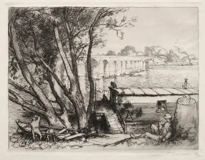 Bron i Poissy av Auguste Louis Lepère