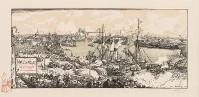 Hamnen i Nantes av Auguste Louis Lepère