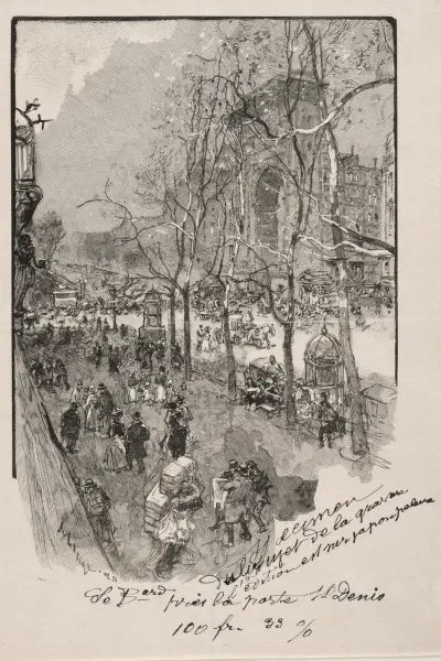 Boulevarderna nära Porte Saint-Denis av Auguste Louis Lepère