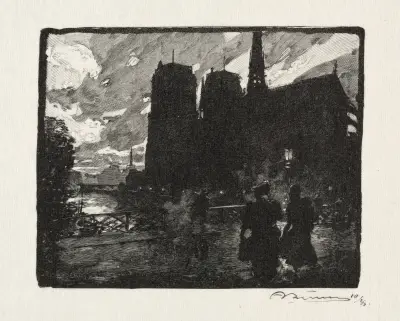 Notre-Dame, kvällen av Auguste Louis Lepère