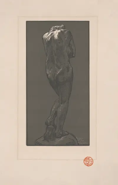Naken staty, sedd bakifrån av Auguste Louis Lepère