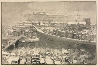 Paris im Schnee von Auguste Louis Lepère