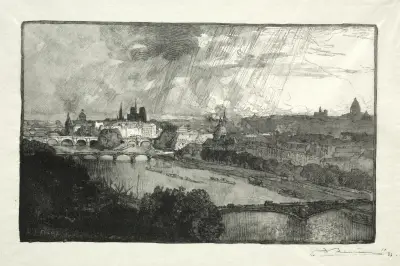 Paris, sett från Pavillon de Flore av Auguste Louis Lepère