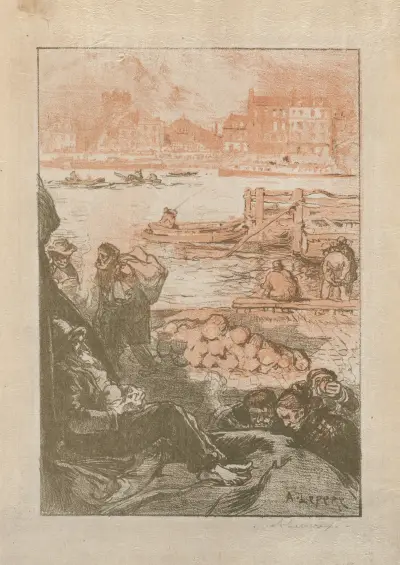 Bönder vid en kaj, Paris av Auguste Louis Lepère