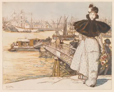 Pier on the Garonne, Bordeaux (Embarcadère sur la Garonne, Bordeaux), Auguste Louis Lepère
