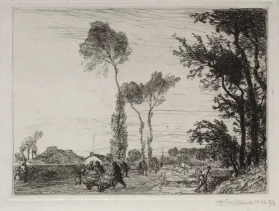 Rückkehr vom Markt in Saint-Jean-de-Mont von Auguste Louis Lepère