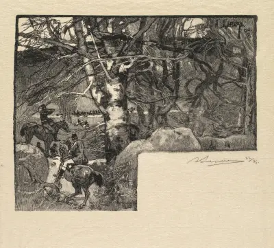 Ride to the Hounds at Mont-Gérard av Auguste Louis Lepère