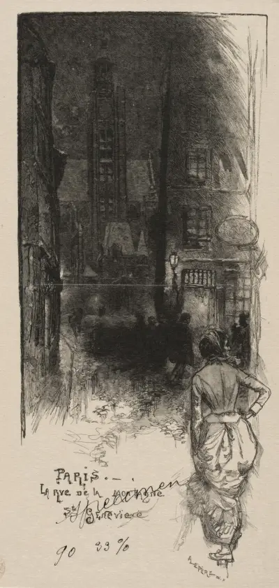 Rue de la Montagne, St. Geneviève av Auguste Louis Lepère