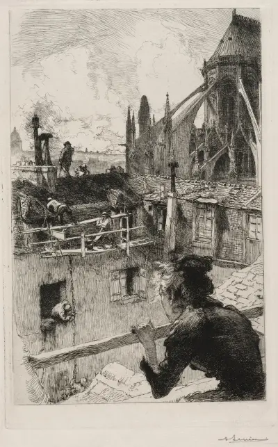 På taken nära Notre-Dame av Auguste Louis Lepère